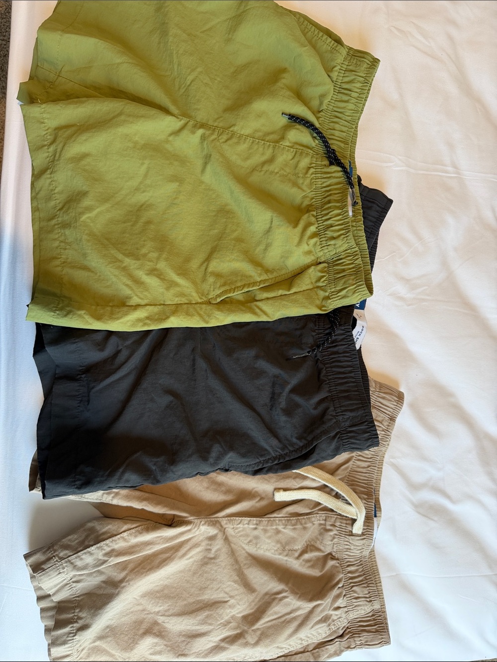 Old Navy BOYS Dock Shorts & Chino Shorts Trio in Olive, Black, and Khaki